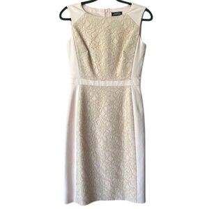 TAHARI Sheath Party Dress Size 2 Pale Pink Lace NWT